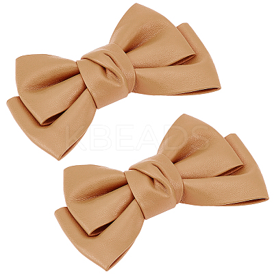 Leather Bowknot Shoe Decorations AJEW-WH0323-23D-1