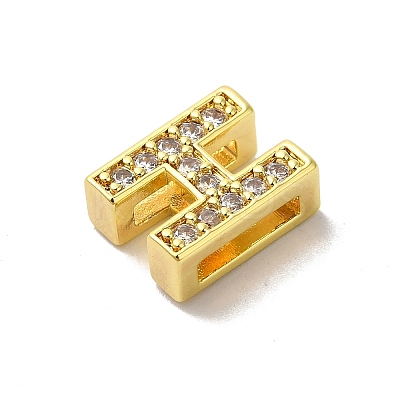 Brass Micro Pave Cubic Zirconia Beads KK-H487-25G-08-1