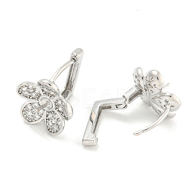 Brass Micro Pave Cubic Zirconia Hoop Earring Findings KK-S386-04P-1
