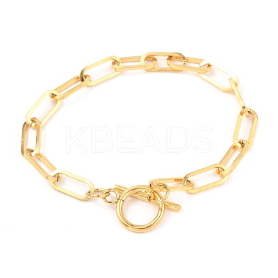 Unisex PVD Vacuum Plating 304 Stainless Steel Paperclip Chain Bracelets BJEW-H541-03A-G-1