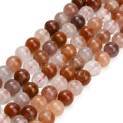 Natural Red Hematoid Quartz Beads Strands G-G475-A01-6mm-1