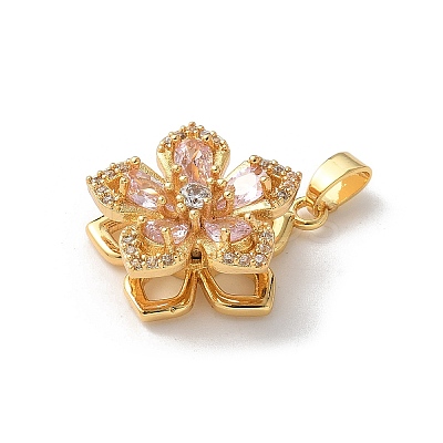 Brass Micro Pave Clear Cubic Zirconia Pendants ZIRC-D276-01G-B01-1