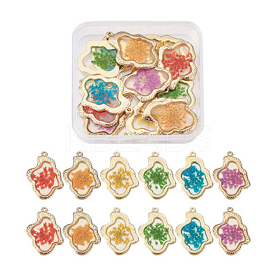 12Pcs 6 Colors Epoxy Resin Pendants RESI-CD0001-05-1