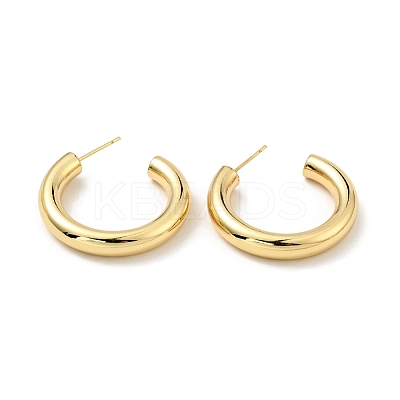 Brass Chunky C-shape Stud Earrings EJEW-G297-03B-G-1