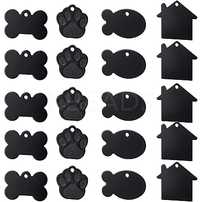 32Pcs 4 Style Aluminium Pendants ALUM-BC0001-66-1