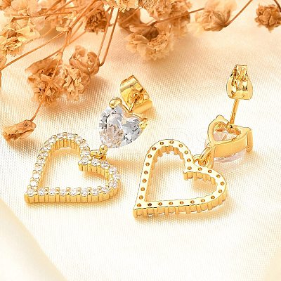 Rack Plating Brass Micro Pave Clear Cubic Zirconia Stud Earrings for Women EJEW-C125-02G-1