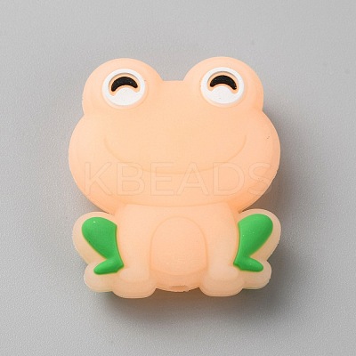 Frog Luminous Food Grade Eco-Friendly Silicone Beads SIL-WH0003-12G-1