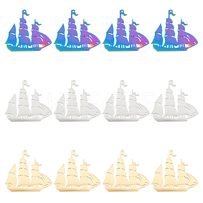 12Pcs 3 Colors 201 Stainless Steel Pendant STAS-UN0045-13-1