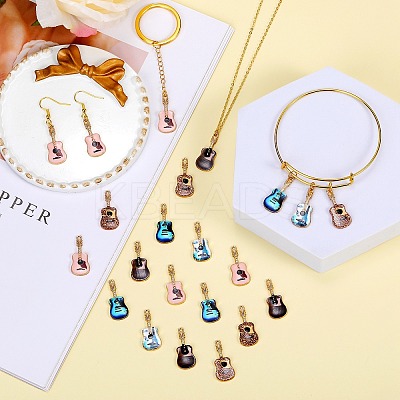 30Pcs 5 Colors Rack Plating Golden Tone Alloy Pendants ENAM-SZ0004-06-1