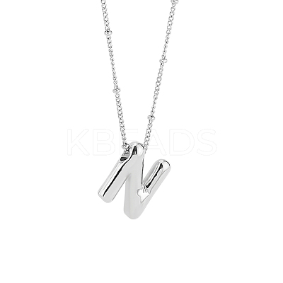 1pc Brass Chain with Alloy Letter Pendants Necklaces NJEW-LP0001-41N-P-1