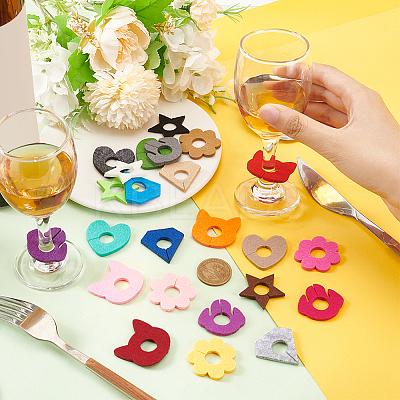 24Pcs 24 Styles Felt Wine Glass Charms AJEW-BC0004-23-1