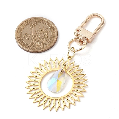 Flower 201 Stainless Steel Pendant Decorations HJEW-TA00153-1