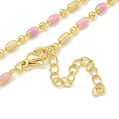 Brass Enamel Column Link Chain Necklaces NJEW-H039-09A-02G-1