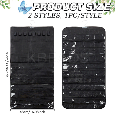 2Pcs 2 Styles Rectangle Foldable Non-woven Fabric Jewelry Roll AJEW-FG0003-97-1