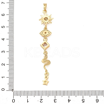 Tassel Brass Micro Pave Clear Cubic Zirconia Big Pendants KK-L271-01G-11-1