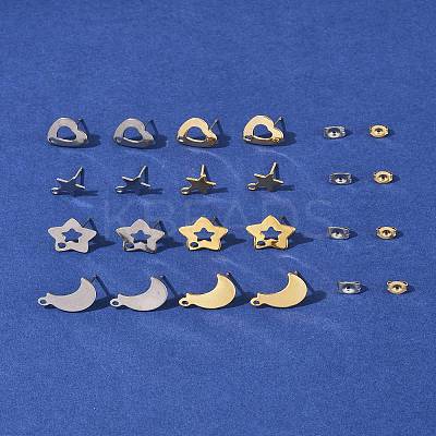 16Pcs 8 Styles 304 Stainless Steel Stud Earring Findings STAS-FS0001-86-1
