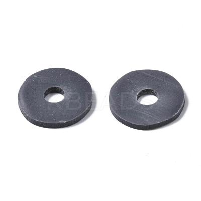 Flat Round Handmade Polymer Clay Beads CLAY-R067-12mm-41-1