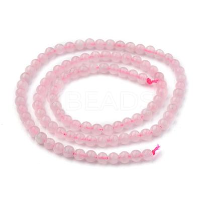 Natural Rose Quartz Round Beads Strands X-G-P072-05-4mm-1
