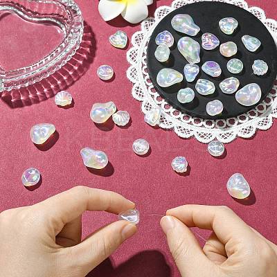 32Pcs 8 Styles UV Plating Opaque Acrylic Beads OACR-CJ0002-77-1