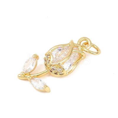 Brass Micro Pave Clear Cubic Zirconia Pendants KK-F931-13G-02-1