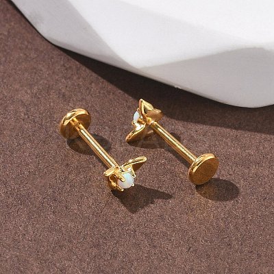 304 Stainless Steel Synthetic Opal Stud Earrings EJEW-B143-01G-05-1