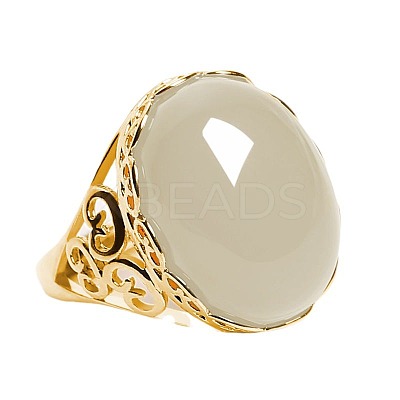 Oval Natural Chalcedony Finger Rings WG05C38-01-1
