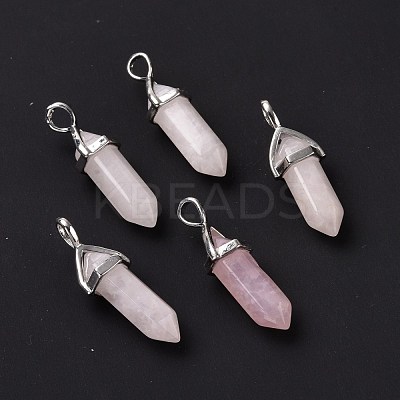 Natural Rose Quartz Pointed Pendants G-K329-52P-1