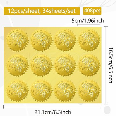 34 Sheets Self Adhesive Gold Foil Embossed Stickers DIY-WH0509-048-1