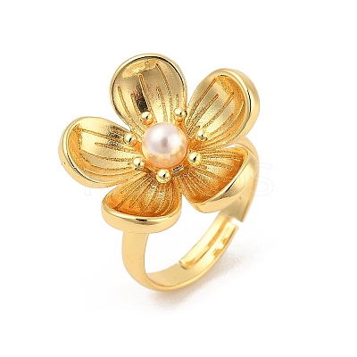 Flower Brass Finger Rings for Women LS-RJEW-S622-05G-1