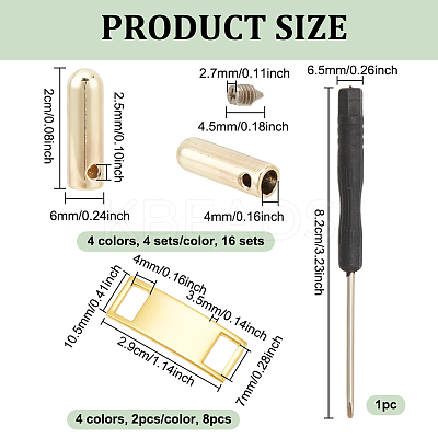 Rectangle Zinc Alloy Shoelace Charms & Cord Ends and Steel Slotted Screwdriver FIND-NB0005-75-1
