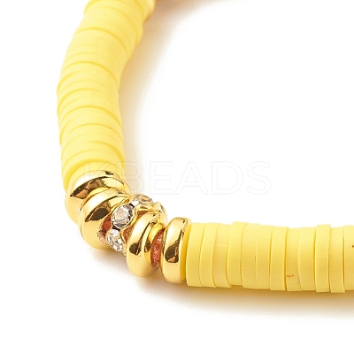 Polymer Clay Heishi Surfer Stretch Bracelet with Synthetic Hematite BJEW-JB07704-1