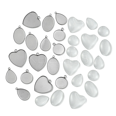 DIY Blank 304 Stainless Steel Pendant Making Kit DIY-FS0005-78-1