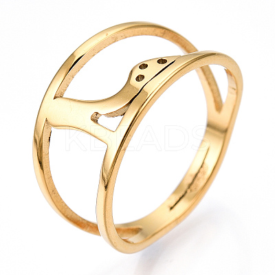 Ion Plating(IP) 304 Stainless Steel High-Heeled Shoes Adjustable Ring for Women RJEW-T027-07G-1