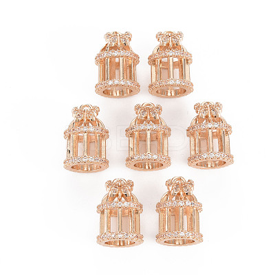Rack Plating Brass Micro Pave Clear Cubic Zirconia Pendants X-KK-T060-17-RS-1