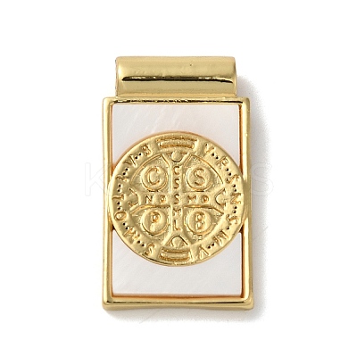 Rack Plating Religion Brass Pave Shell Rectangle Pendants KK-K345-14G-02-1