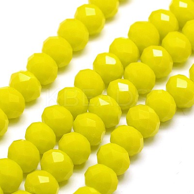 1 Strand Opaque Solid Yellow Color Faceted Crystal Glass Rondelle Beads Strands X-EGLA-F049A-06-1