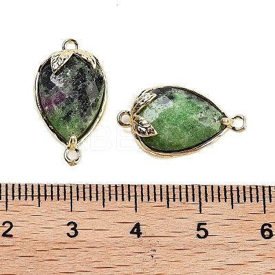 Natural Ruby in Zoisite Faceted Teardrop Connector Charms G-B081-03G-08-1