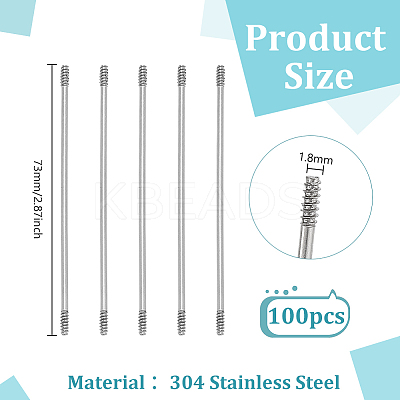 100Pcs 304 Stainless Steel Special Extended Rods for Ballpoint Pens FIND-FG0005-14C-1