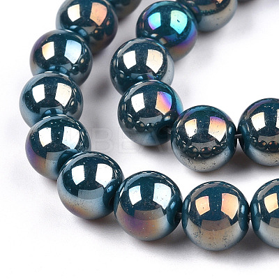 Electroplate Opaque Glass Beads Strands GLAA-T032-P4mm-AB14-1