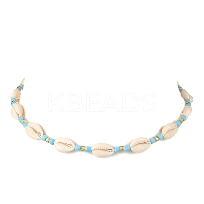 3Pcs 3 Colors Natural Cowrie Shell & Glass Seed Beaded Beaded Necklaces NJEW-JN05331-1