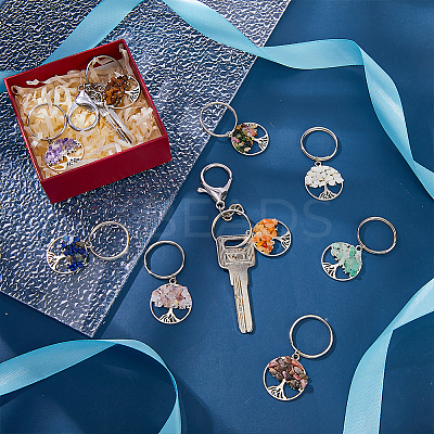 4 Sets Natural Stone Keychains KEYC-FH0001-20-1