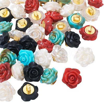 40Pcs 5 Colors 1-Hole Plastic Buttons FIND-TA0008-23-1
