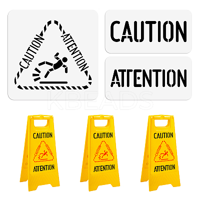 Caution Attention PET Out Drawing Painting Stencils Sets DIY-WH0416-0041-1