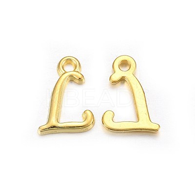 Golden Plated Alloy Letter Pendants X-PALLOY-J718-01G-L-1