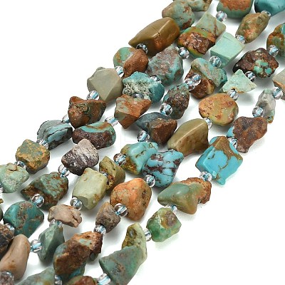 Raw Rough Natural HuBei Turquoise Beads Strands G-A322-B03-01-1