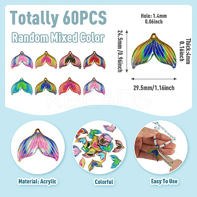 60Pcs Printed Translucent Acrylic Pendants OACR-TA0001-72-1