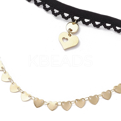 Brass Heart Tassel Thigh Leg Chains AJEW-AN00653-1
