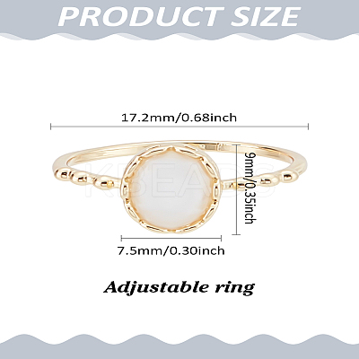 1Pc Brass & Cat's Eye Finger Rings for Women RJEW-LP0010-06G-1