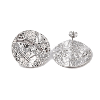 Non-Tarnish Hammered 304 Stainless Steel Studs Earring EJEW-Z049-06P-1