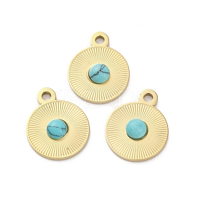 Real 14K Gold Plated Synthetic Turquoise Pendants STAS-R005-05G-01-1